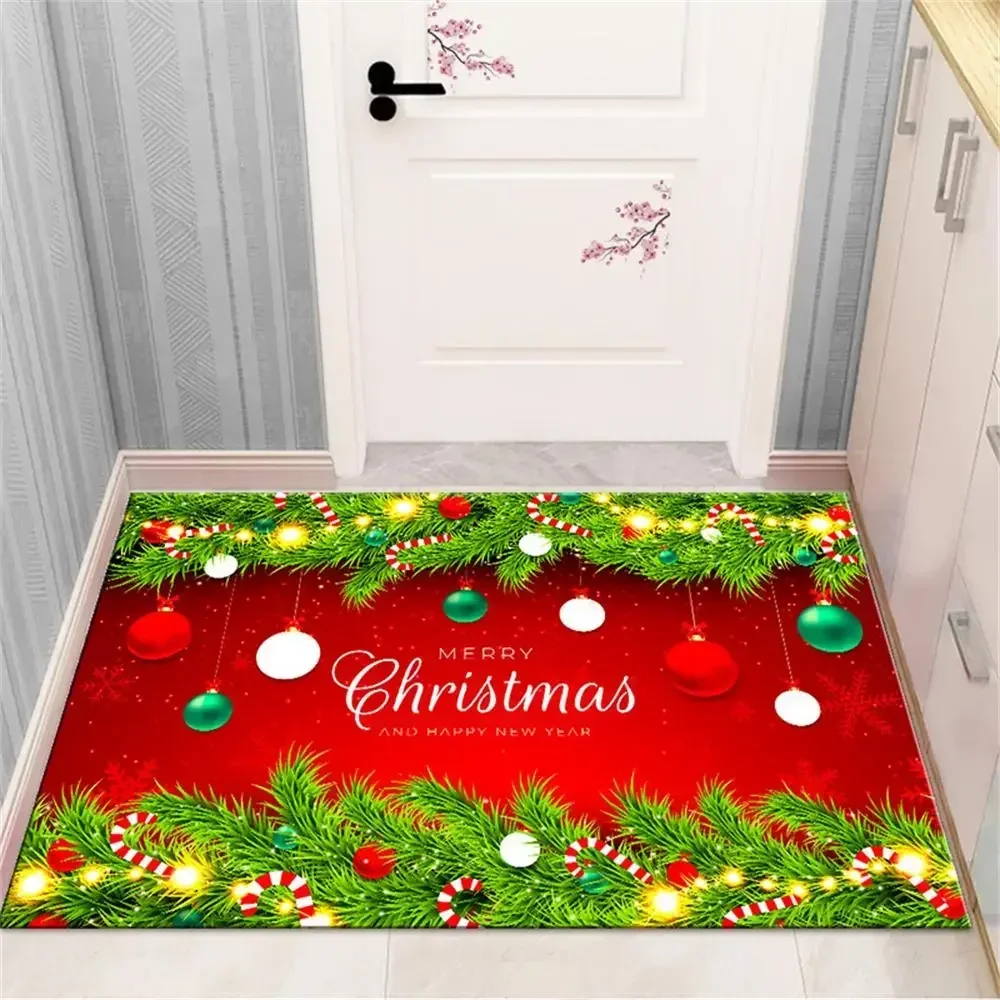 Christmas Kitchen Floor Mat Bedroom Living Room Long Bedside Area Rug Soft Washable Carpet Anti Slip Bathroom Entrance Doormat