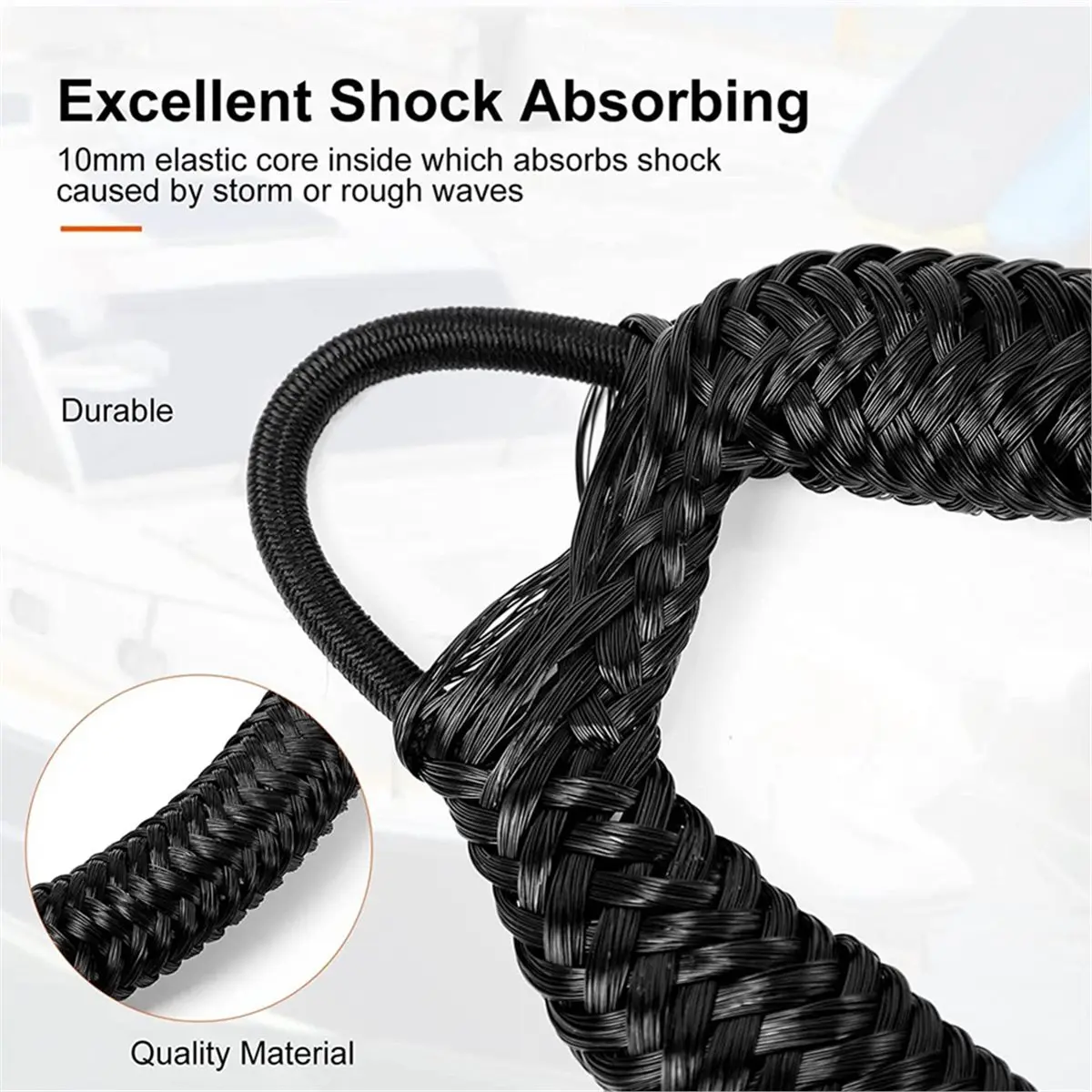 4-Foot 1.2M Bungee Dock Line for Boats with Hook, Elastic Boat Dock Lines with Foam Floats, Quick Mooring Rope, 2-Pack