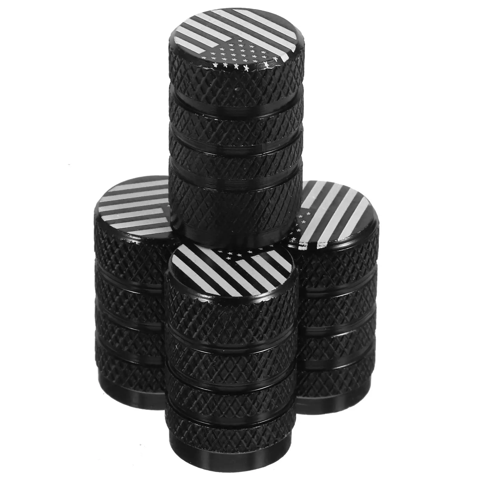 

4 Pcs Tire Gas Nozzle Cap Car Supply Valve Stem Caps Automotive Accessories Part Black Valves Covers Metal