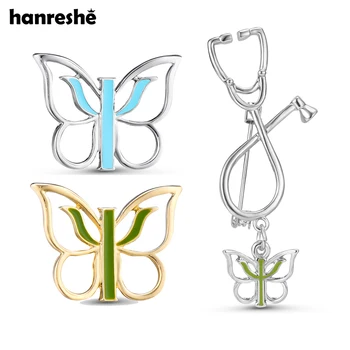Hanreshe Psychology PSI 나비 브로치 핀, 의료 매력 쥬얼리 액세서리, 의사 간호사 배낭 배지