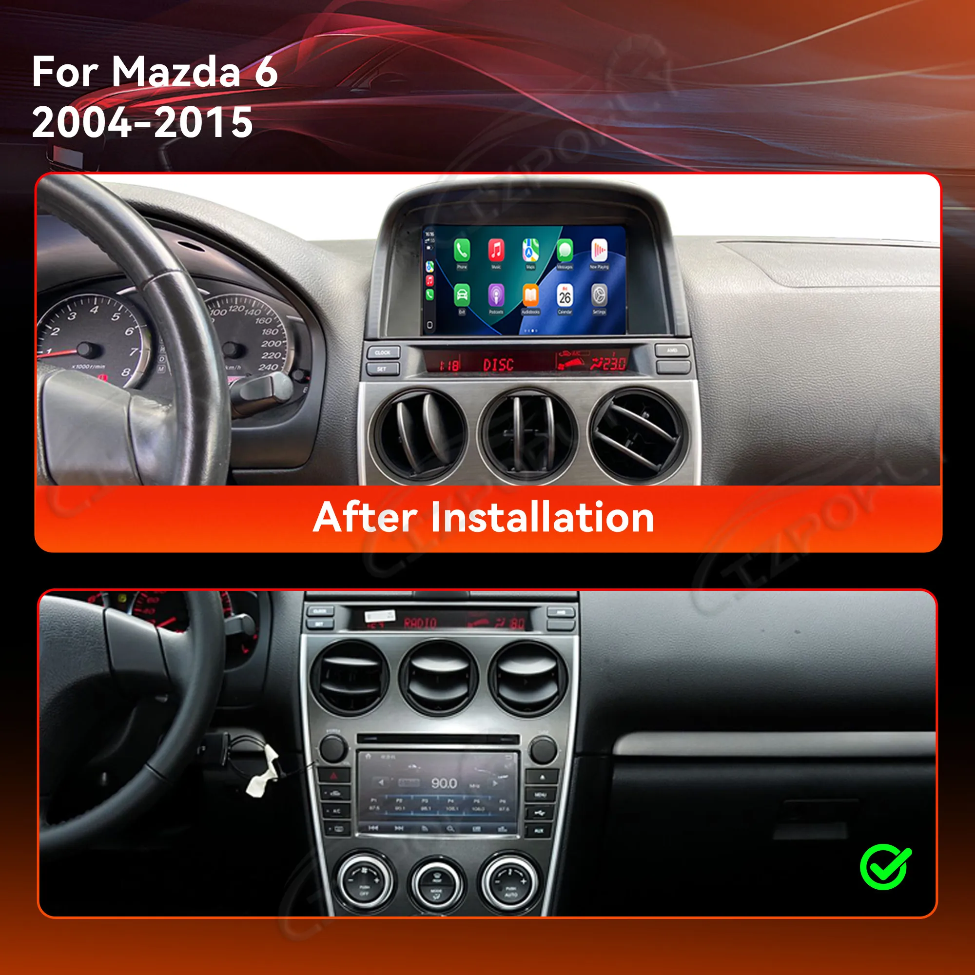 Lizpofly For Mazda 6 2004~2015 Car Radio Sensitive and intelligent GPS Navigation Audio Stereo Receiver Head Unit Carplay