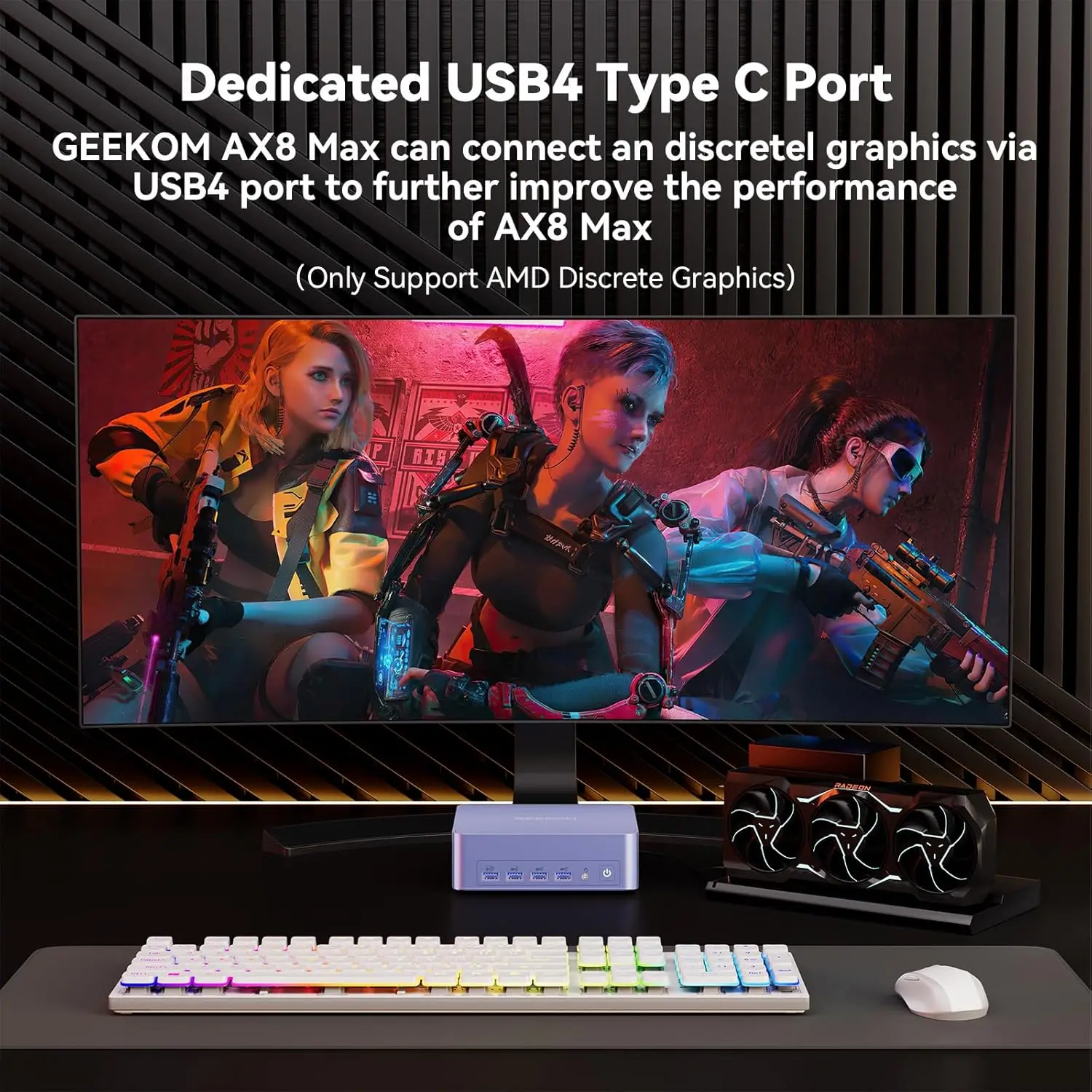 Mini PC AX8 Max, Dual 2.5G Lan AMD Ryzen 7 8745HS (Up to 4.9GHz, 3 Mode) Desktop Computers, Radeon 780M,Factory Direct Sales