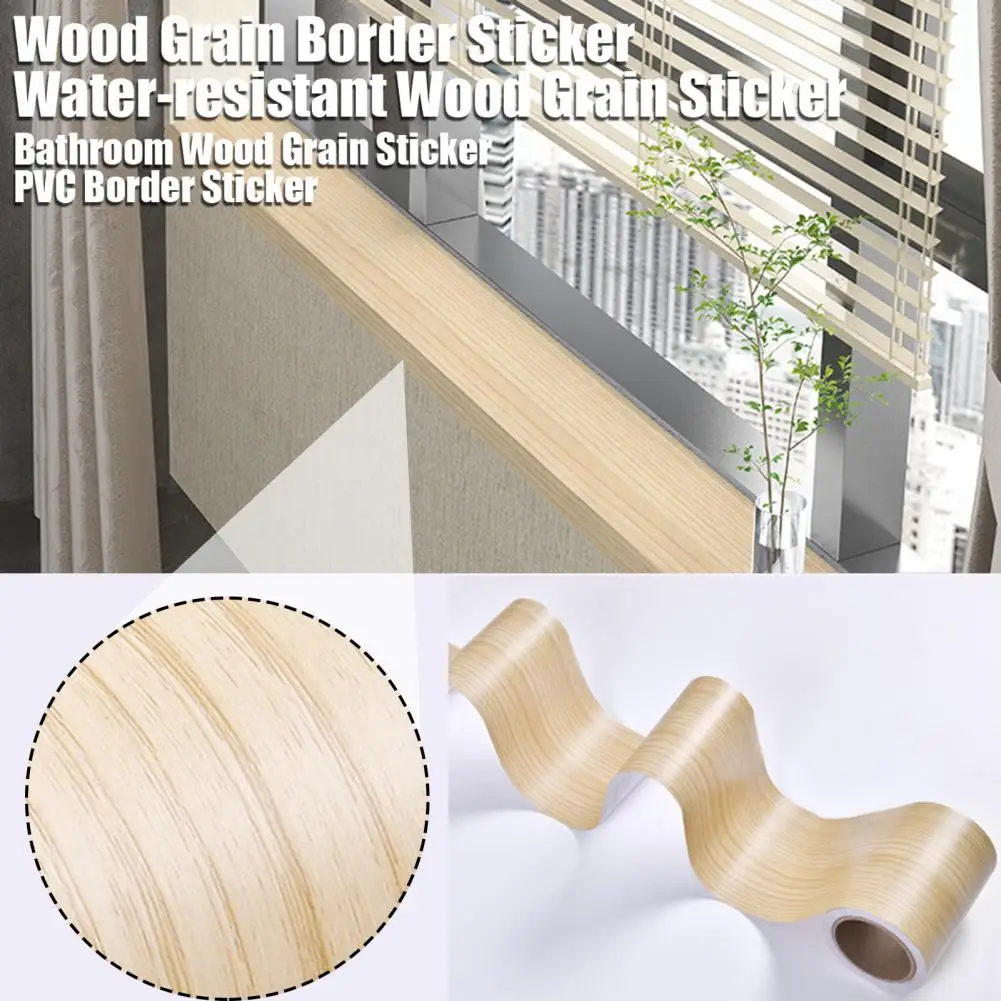 Wood Grain Decoration Wallpaper Wood Grain Border Sticker Roll Waterproof Pvc Self-adhesive Peel-and-stick Mirror Frame Kitchen