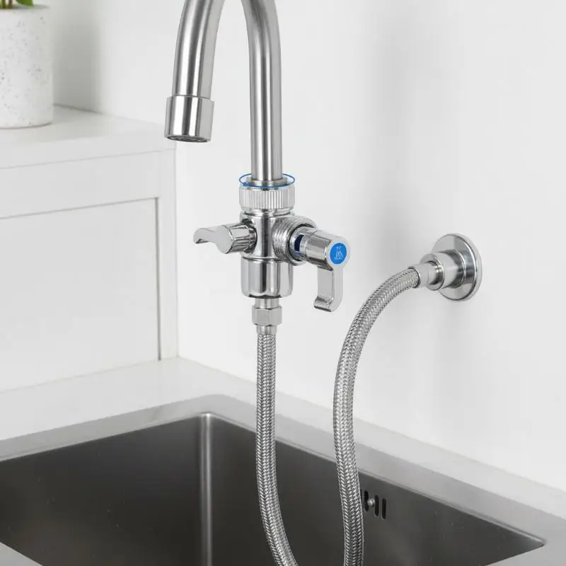 1PC Faucet Adapter 3 Way Diverter Valve Sink Splitter Dishwasher Washing Machine Water Tap Connector for Home Utility Room Use