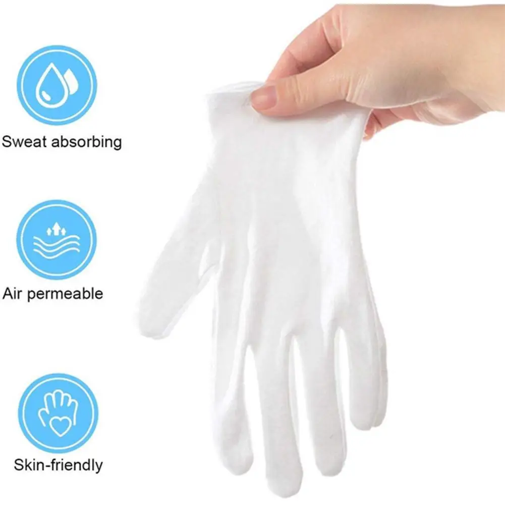 12 Pairs Cotton White Gloves General Purpose Moisturising Gloves Lining Size S-XL S4E1