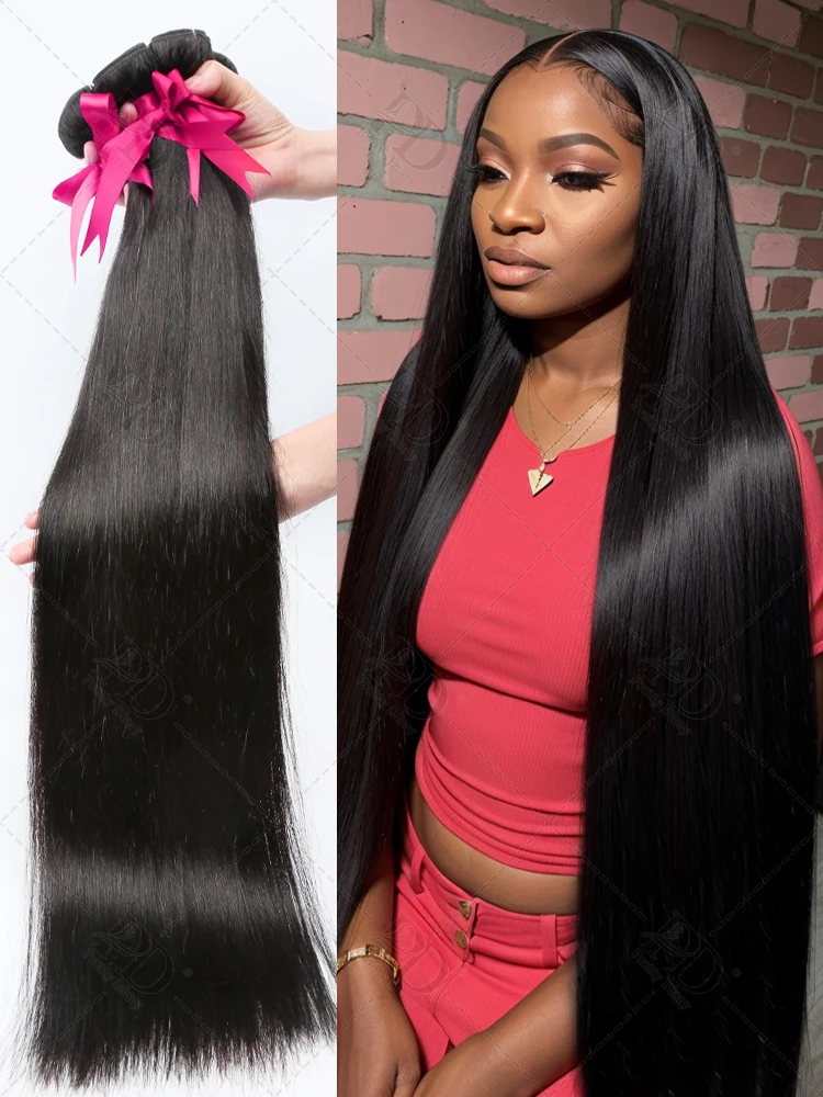 Staright Human Hair Bundles 14--32inch Brazilian Straight Hair Weaves Bundles For Women Natural Black Color Remy Human Hair