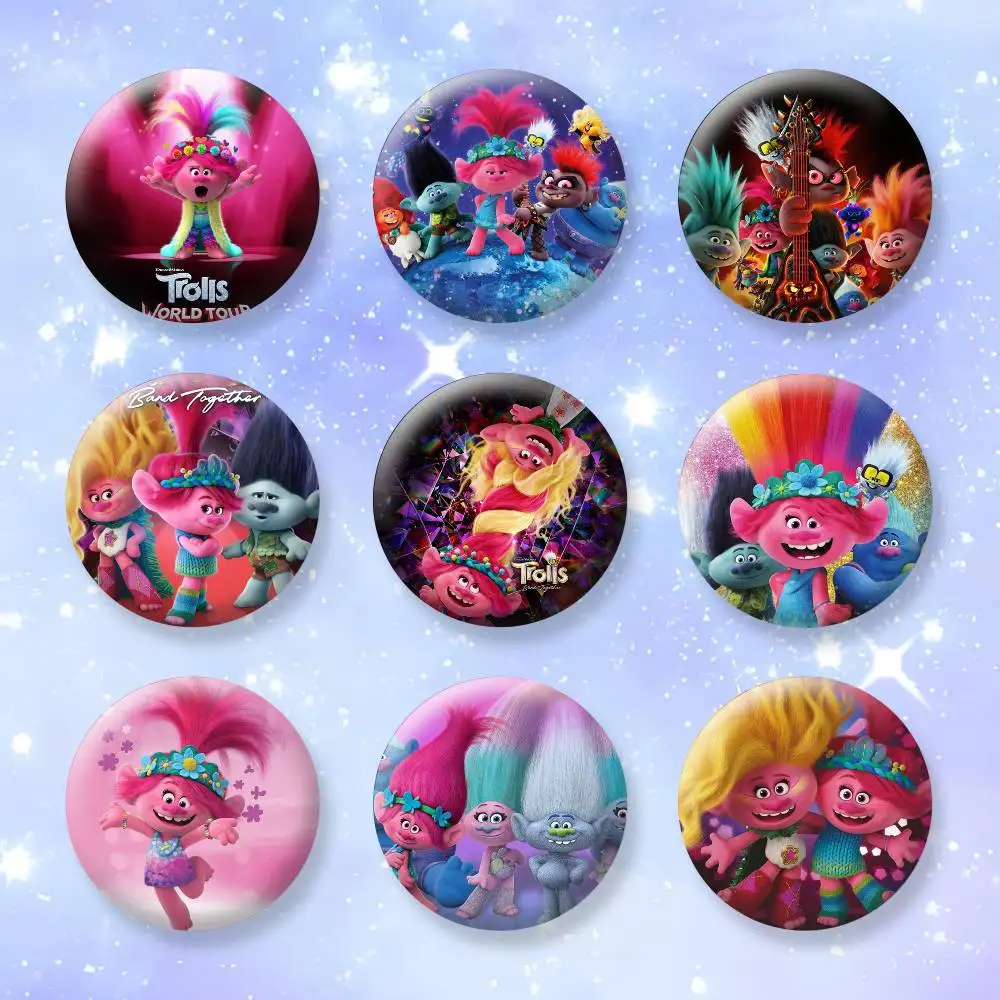 

T-Trolls Cartoon Band Together Badges Creative Tinplate Button PinsBrooch Badge Clothes Backpack