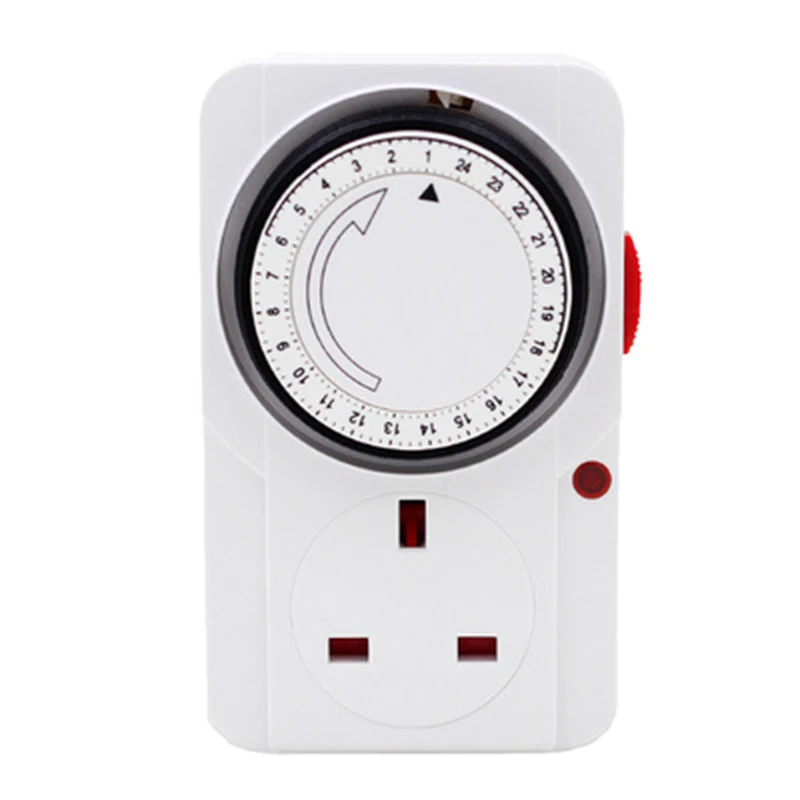 Hot 24-Hour Segmented Timer Switch-Energy-Saving Plug Timer Socket Kit-With Programmable Time Controller 3-Pin Plug UK Plug