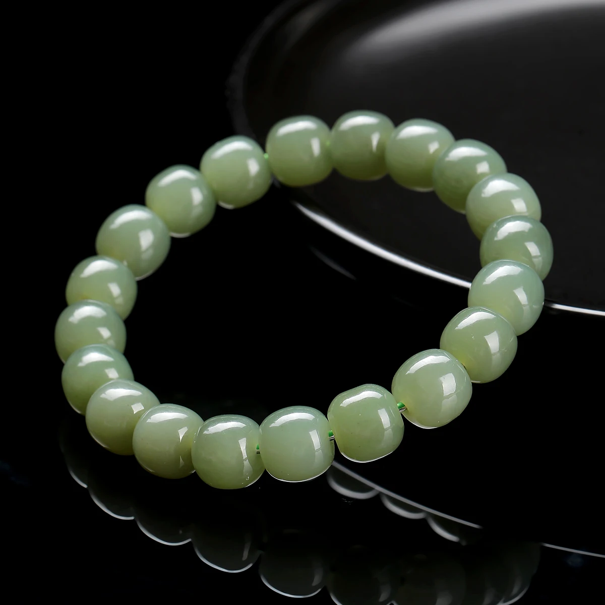 5A Natural Plateau Qiemo Hetian Jade Old-Shape Bead Bracelet 9-10mm Oily Texture Healing Jewelry for Peace Luck Unisex Gift 2