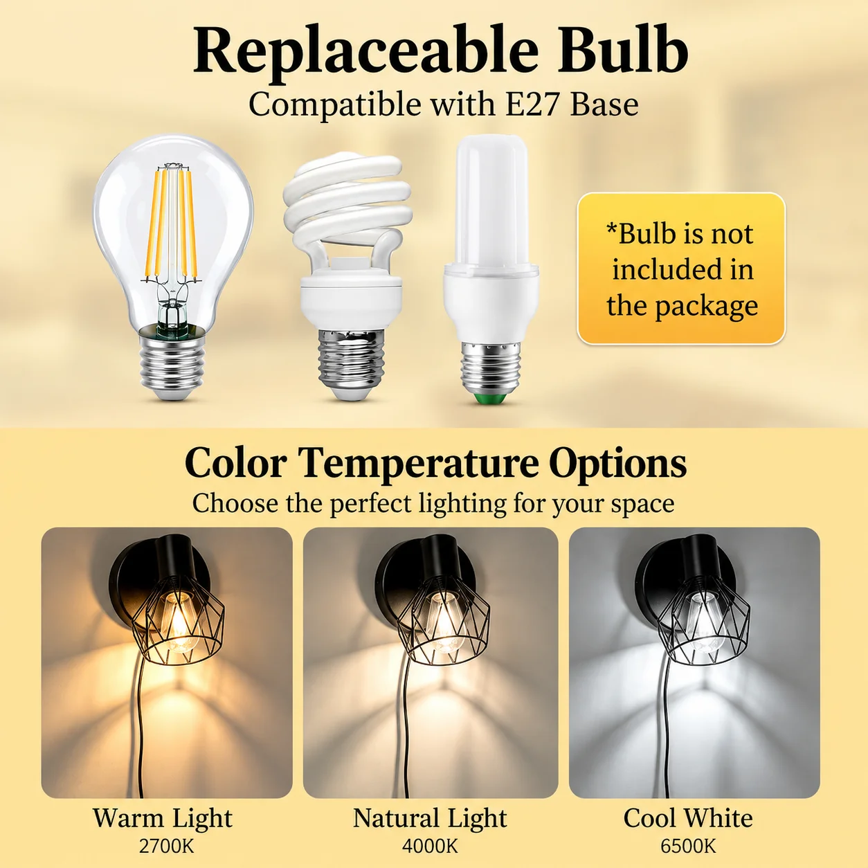 E27 Wall Lamp with 1.8m Switch Line LED Wall Lighting Indoor for Reading Bedside Lamp AC85-265V Rotatable Wall Spot Led Sconce
