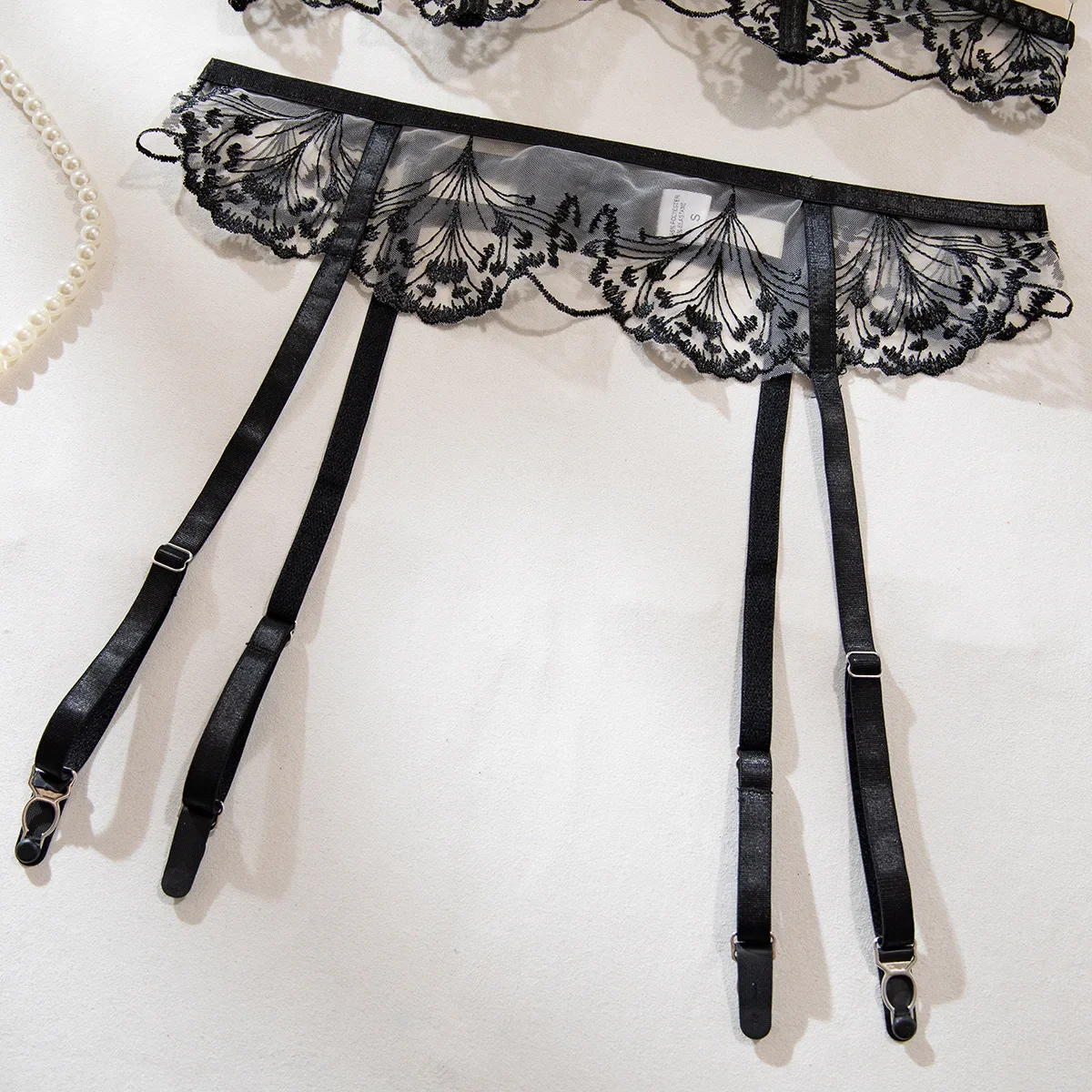 프렌치 투명 메쉬 자수 친밀한 세트, 다이아몬드 브라 티팬티 세트, 섹시한 관점, 이국적인 의류, 세트 속옷