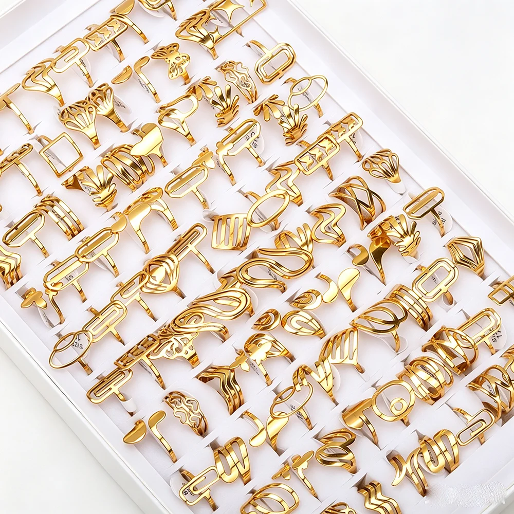20 Stück Edelstahl Damenringe Rechteckig/Quadratisch/Rhombus Geometrische Fingerringe Modeschmuck Geschenk Großhandel – Detail 8