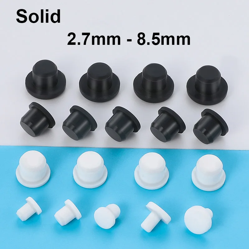 

Solid/Hole Silicone Rubber Hole Cap 2.7-8.5mm T-type Plug Cover Snap-on Gasket Blanking End Cap Seal Stopper Rubber Plug 2 color