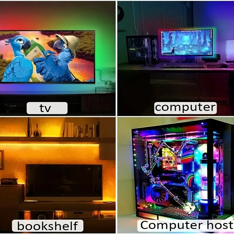 USB LED 스트립 조명, 앱 제어, 음악 동기화 색상 변경, 와이파이 5050 RGB LED 조명, 유연한 TV 배경 조명, 방 장식