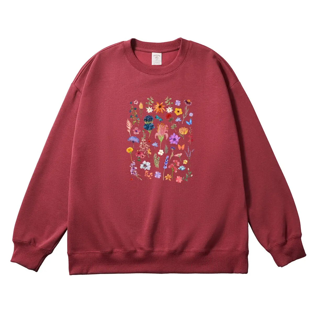 Oversized Women's Pullover Colorful Flower Graphic Woman Tops Female Sweatshirt Round Neck Long Sleeve Autumn Thick Clothes