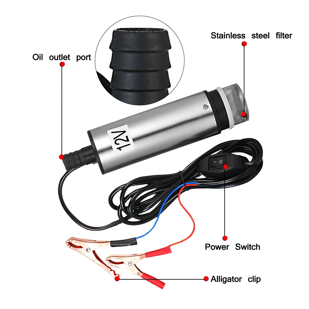 Dc 12V/24V Dompelpomp Voor Het Pompen Van Dieselolie Water 51Mm Waterolie Diesel Brandstof Overdracht Pomp Tanken Met Fliter Scherm