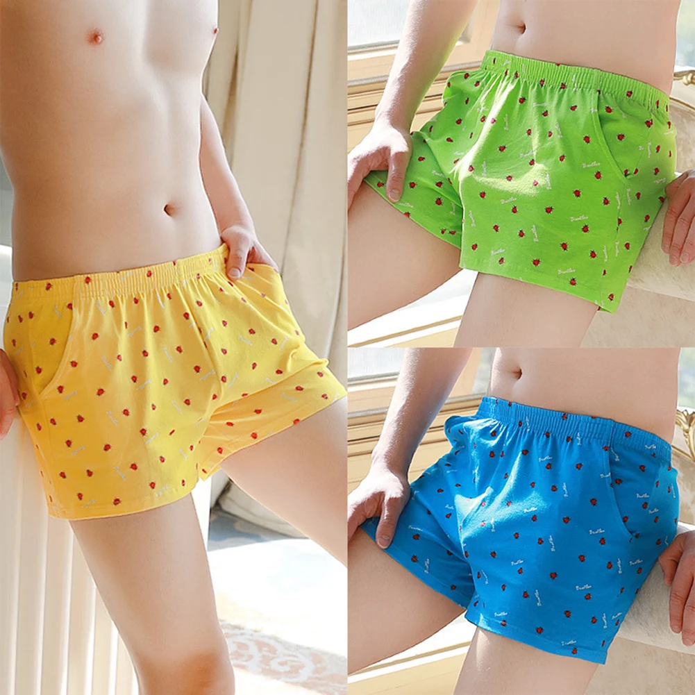 

Sexy Men Cotton Boxers Large Size Loose Arrow Pants Printed With Pocket Swim Shorts Underwear Thin Elastic Waist Underpants