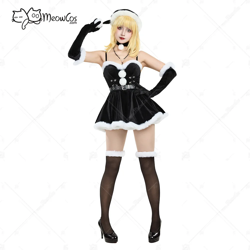 

Mihai Sand Fan Christmas Little Black Dress Plush Gothic Gift Dress Cosplay Costume Couple Fun Game