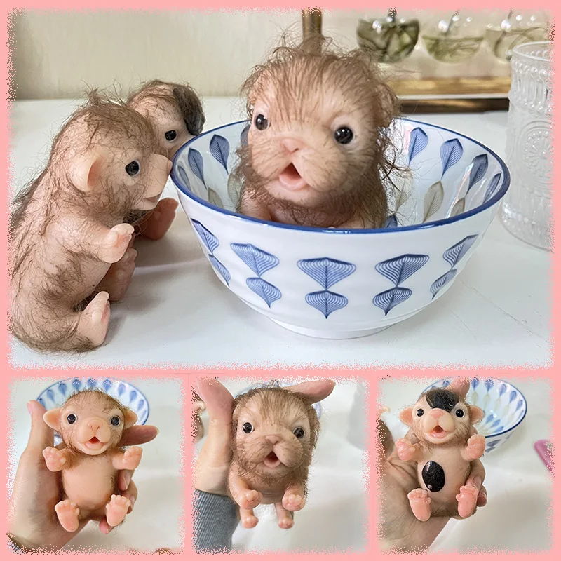 

5inch Soft Solid Full Body Silicone Puppy Cute Realistic Reborn mini Dogs Doll Toys Children Photography Props Delicate Dog Doll