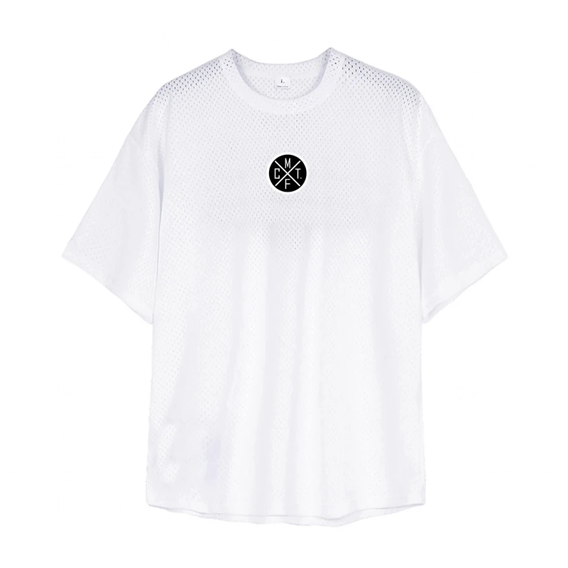Oversized Loose Fit Summer Mens Fashion Breathable Printed Mesh Quick-drying Workout Tshirt Large Size