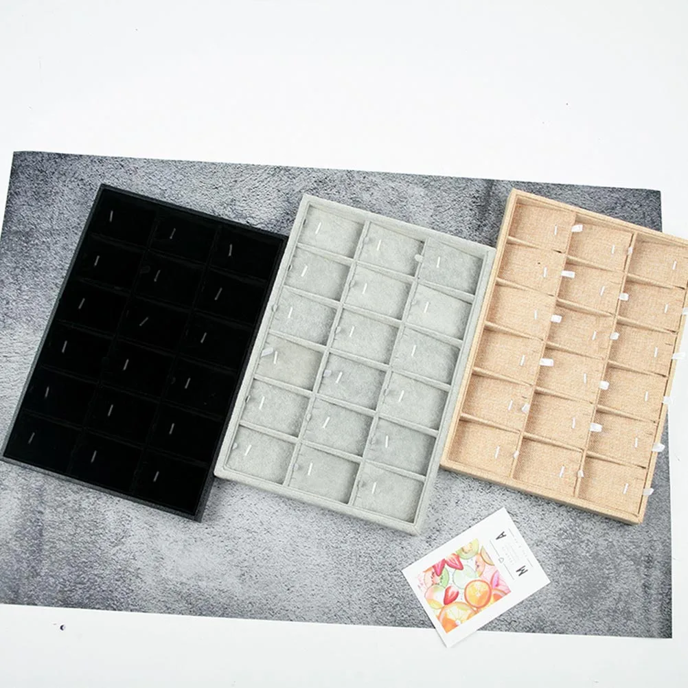 Jewelry Plate Storage Organizer Necklace Display Case Bracelet Earrings Holder Composite Board Linen Material Home
