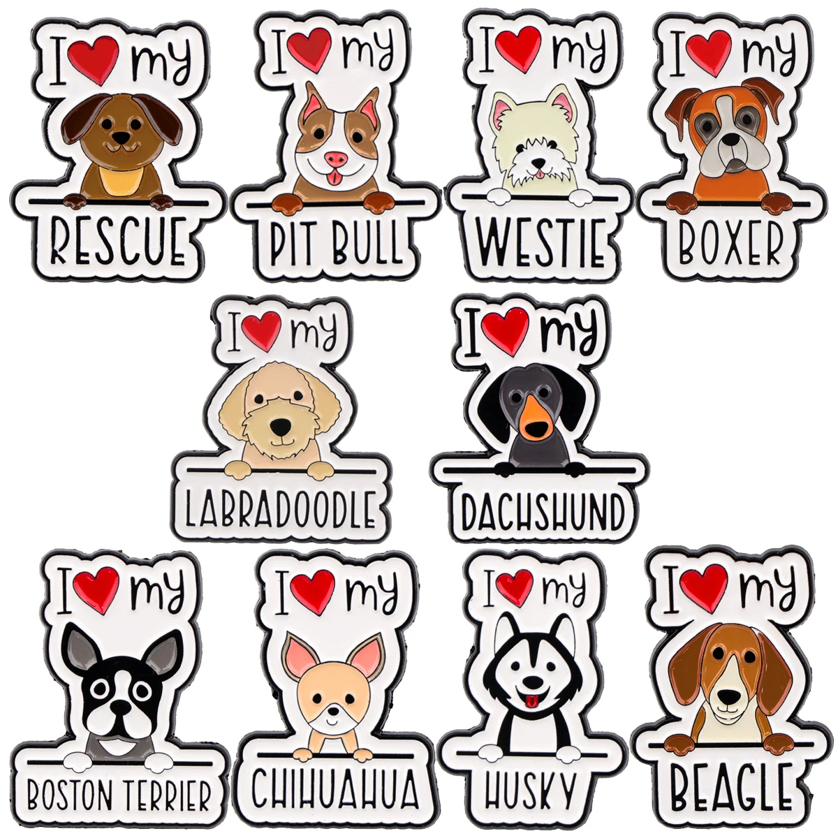 

Lovely Pet Dogs Enamel Pins Metal Quotation Brooch Backpack Hat Bag Collar Badges Men Women Fashion Jewelry Collection Gift