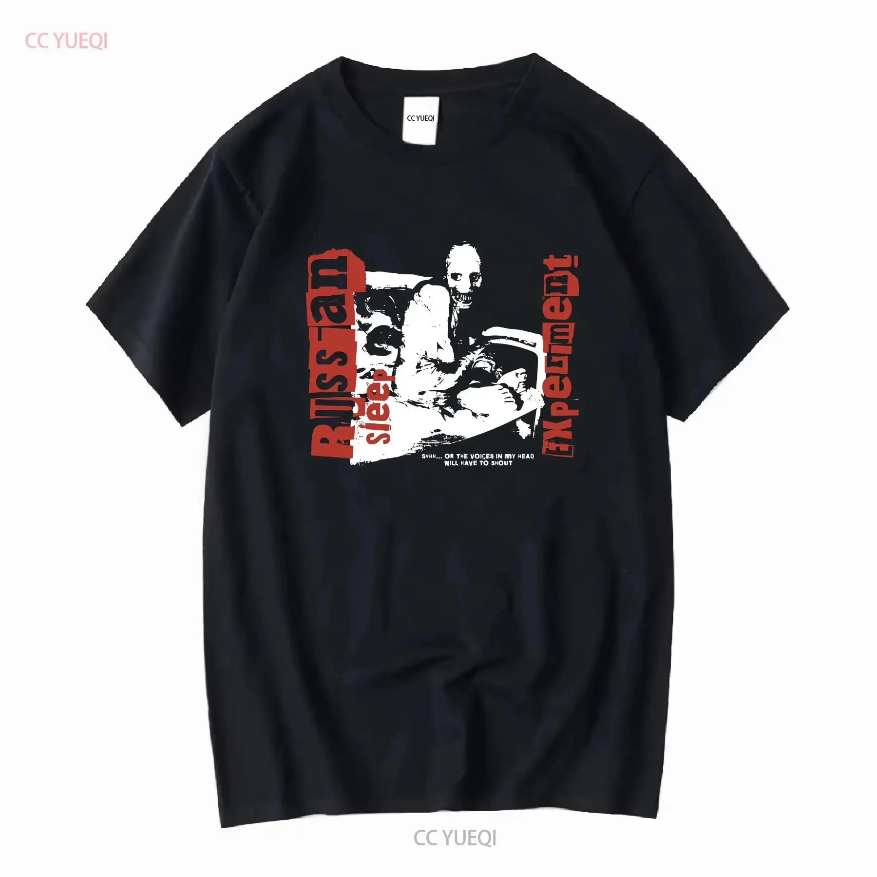 Russisches Sleep ExperimenT T-Shirt Creepypasta Halloween Herren Vintage Washed Bequeme Herren Vielseitig Weich Gestreckt Stilvoll