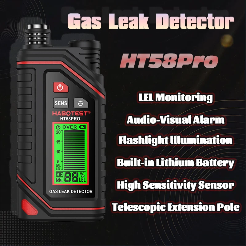 NEW Combustible Natural Detector HT58Pro Gas Leak Detector CO Gas Analyzer USB Rechargeable Natural Tester Audible Visual Alarm