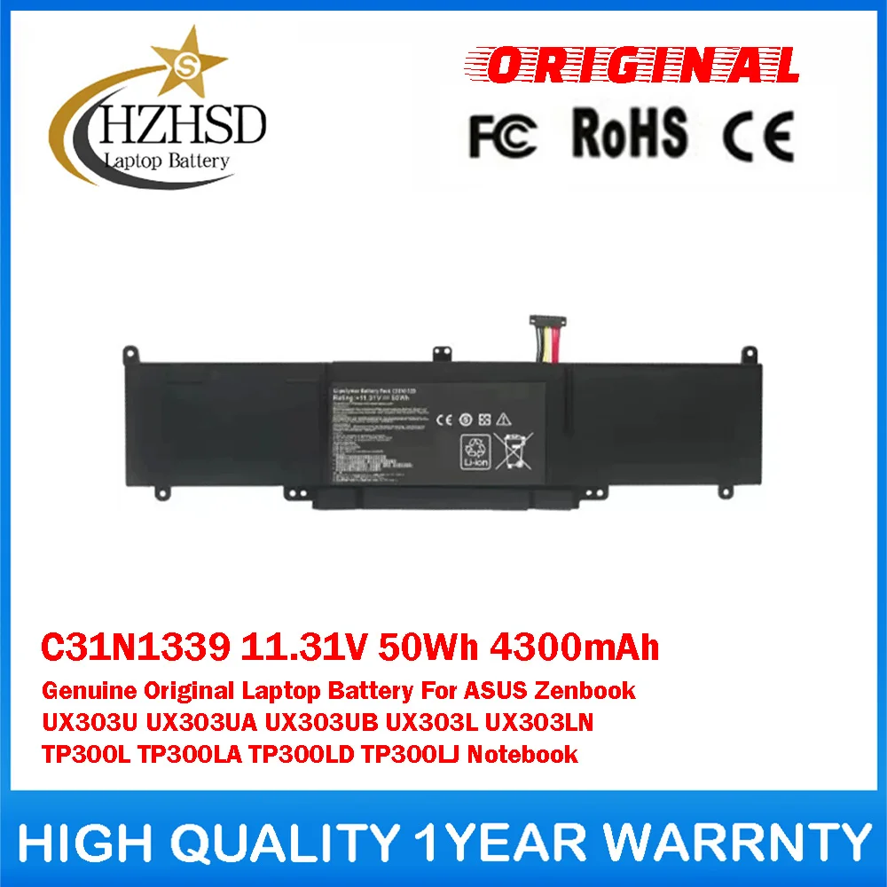 C31N1339 11.31V 50Wh 4300mAh Genuine Original Laptop Battery For ASUS Zenbook UX303U/L/UA UX303UB UX303LN TP300L TP300LA TP300LD