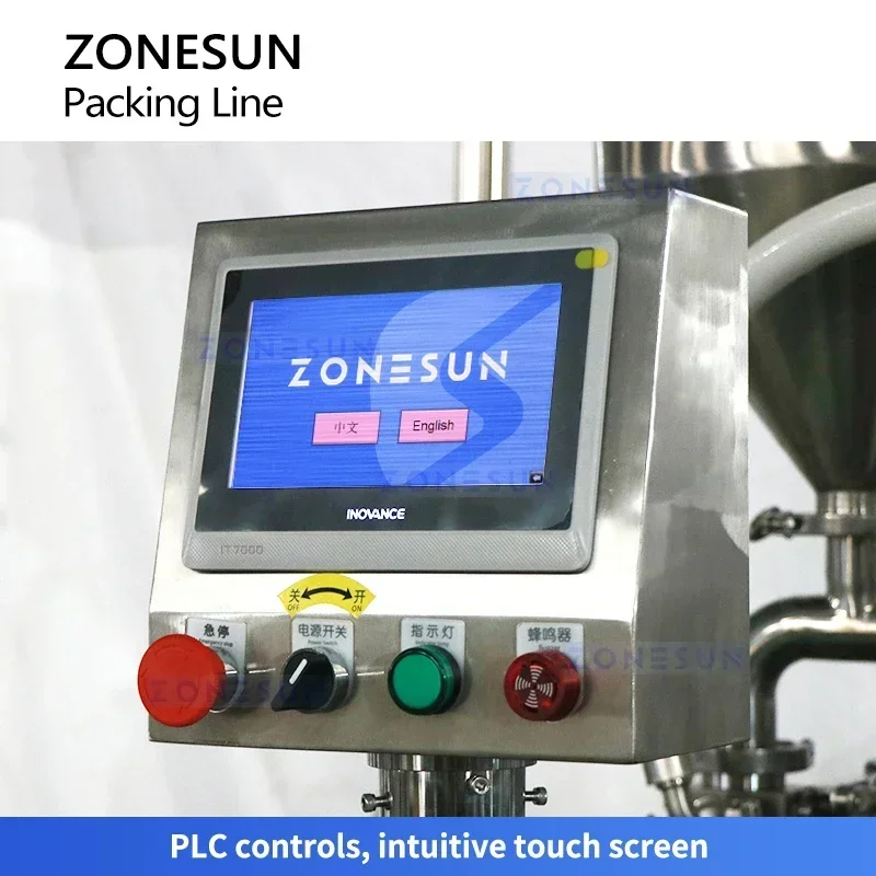Zonesun Máquina automática de enchimento e tampagem de xarope, linha de engarrafamento, acumulador de garrafas ZS-FAL180F4