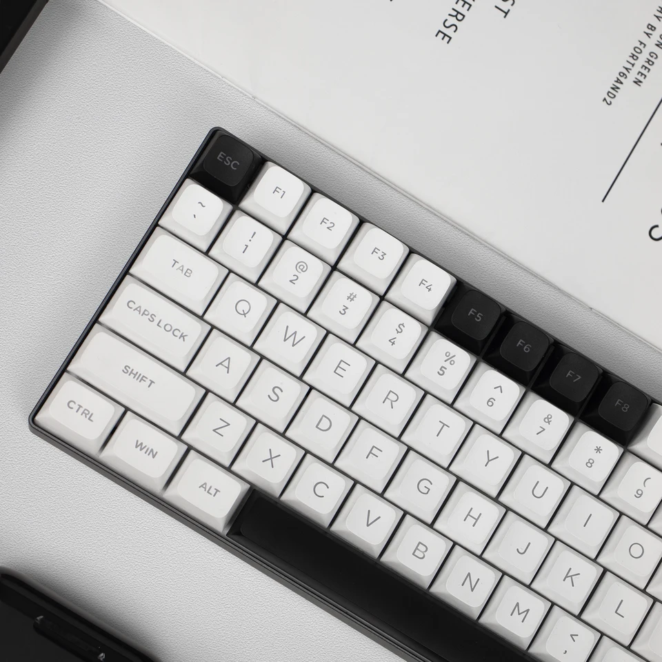189 Keys White Black ISA Profile Minimalist Keycaps Double Shot