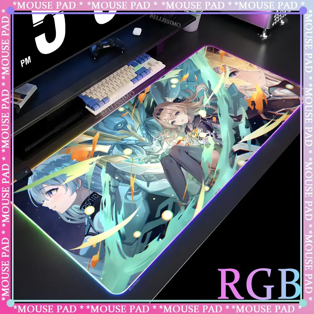 Honkai Star Rail Firefly Mouse Cute keyboard pad Anime desk Pad Gaming computer cabinet RGB Game console mechanical mouse pad