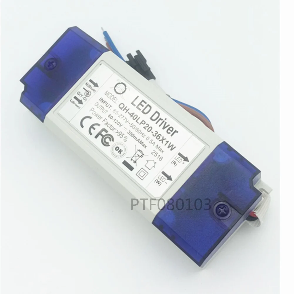 1pcs AC 85-277V 20W 30W 36W LED Driver 20-36x1W 350mA DC60-120V High Power LED Powr Supply for Floodlight