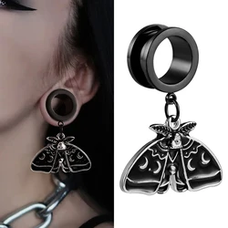 Doearko 2PCS Stainless Steel Fashion Moth Dangles Ear Piercing Tunnels Plugs Hangers Ear Gauges Ear Stretcher Jewelry