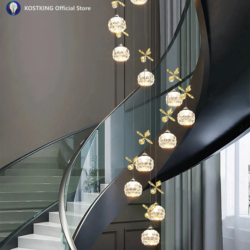 

Modern Home Decoration Crystal Chandelier, Stair Pendant Lamp, Living Room Pendant Lights, Interior Lighting