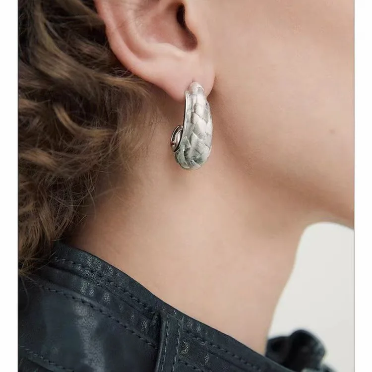 

Jenny&dave Weaving And Drawing Process Tear Bead Shaped 925 Silver Needle Earrings Jewelry Earrings Women's Earrings Ear Cuffs