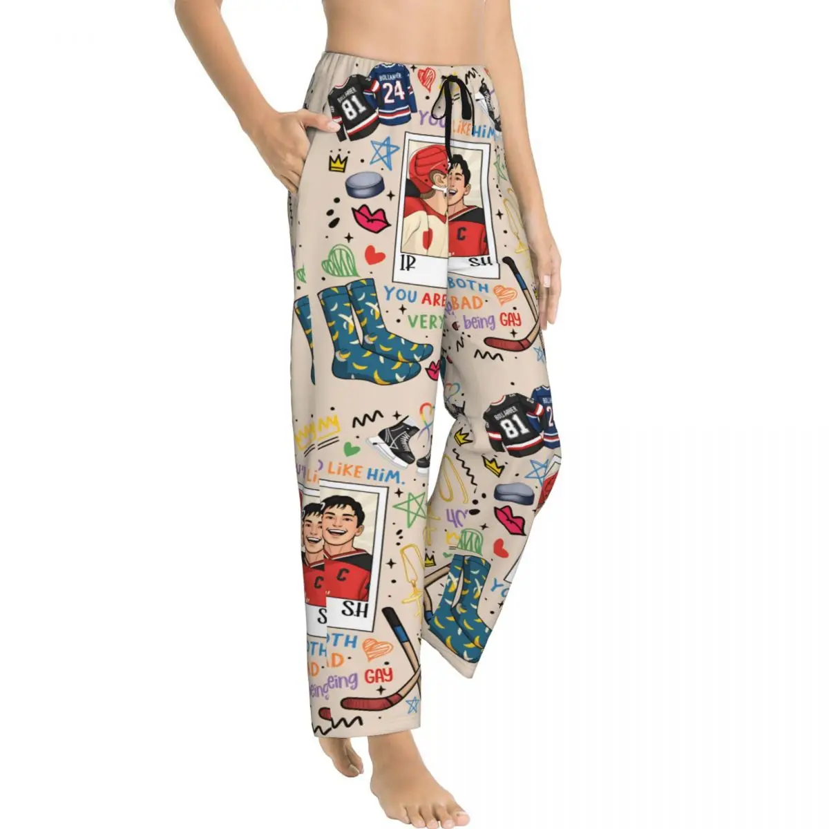 Ladies Pyjama Pants Heated Rivalry Lounge Pants Stretch Hockey Romance Pajama Bottoms Home