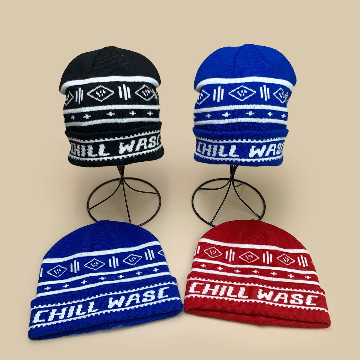 

American Style Striped Letters Jacquard Knitted Hats New Men Women Warm Double Sided Wearing Fashion Personal Versatile Beanie