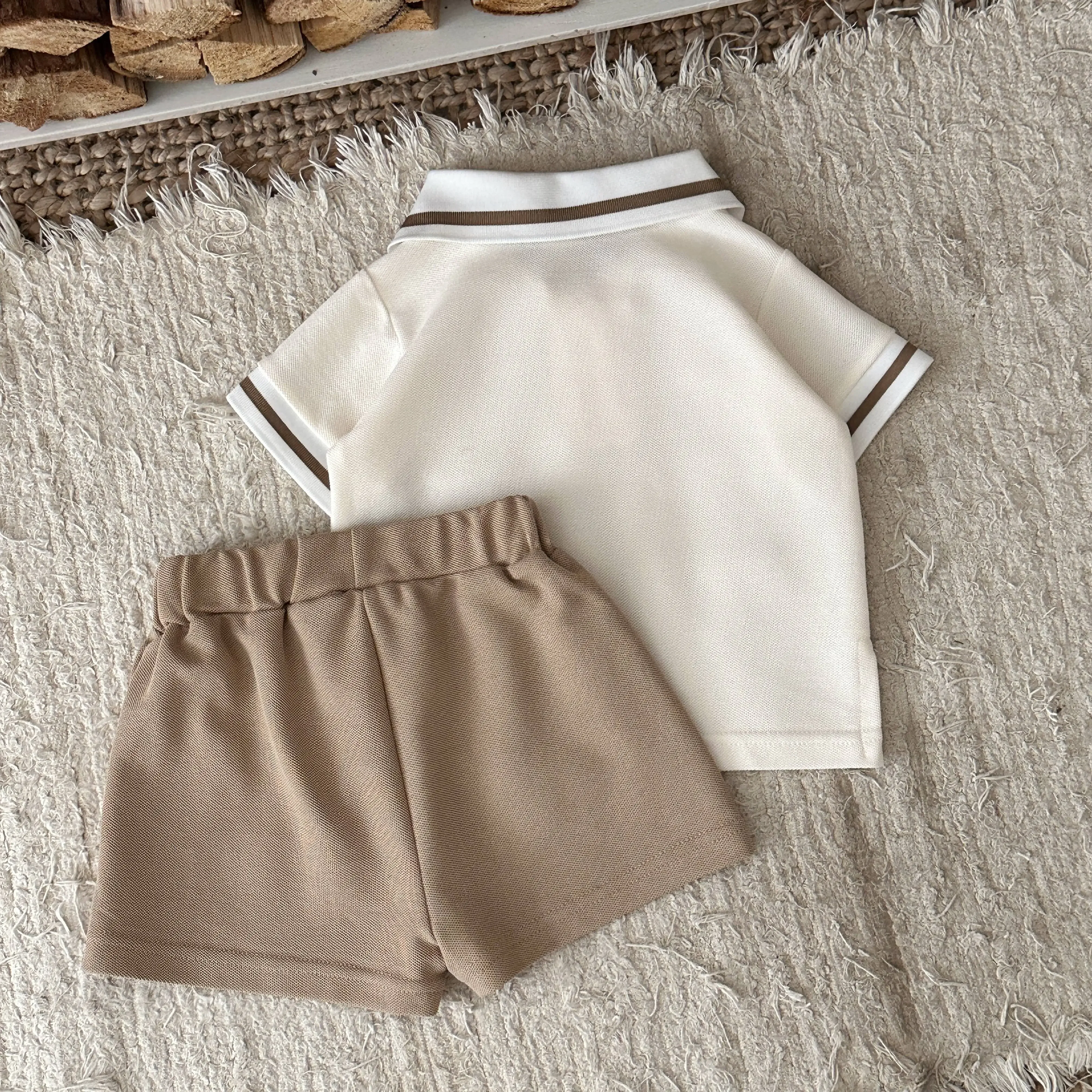 2Pcs Baby Boys Summer Cute Cartoon Bear Embroidery Short Sleeve+Short Pants Baby Casual Daily Clothes Suitable for 0-3Y