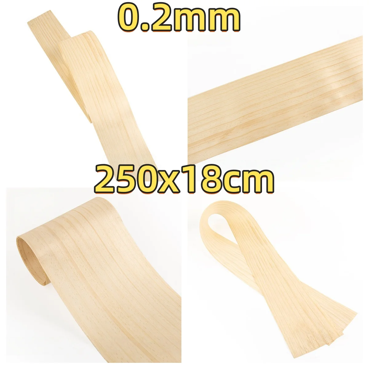 

Natural New Zealand Pine Veneer, 0.2mm Thick, Size 250x18cm, Suitable For Jewelry Box And Piano Soundboard.