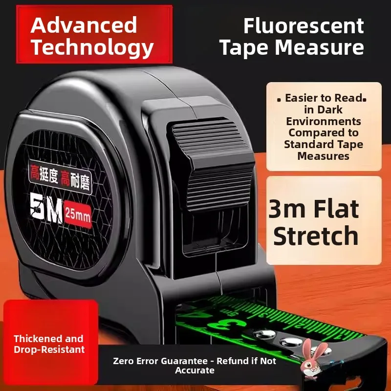 

Thiened Hardened 50m Fluorescent Ruler Bla Tech Steel Roll Tape Measure Exclusive Box Meter Tape Hardware Tools