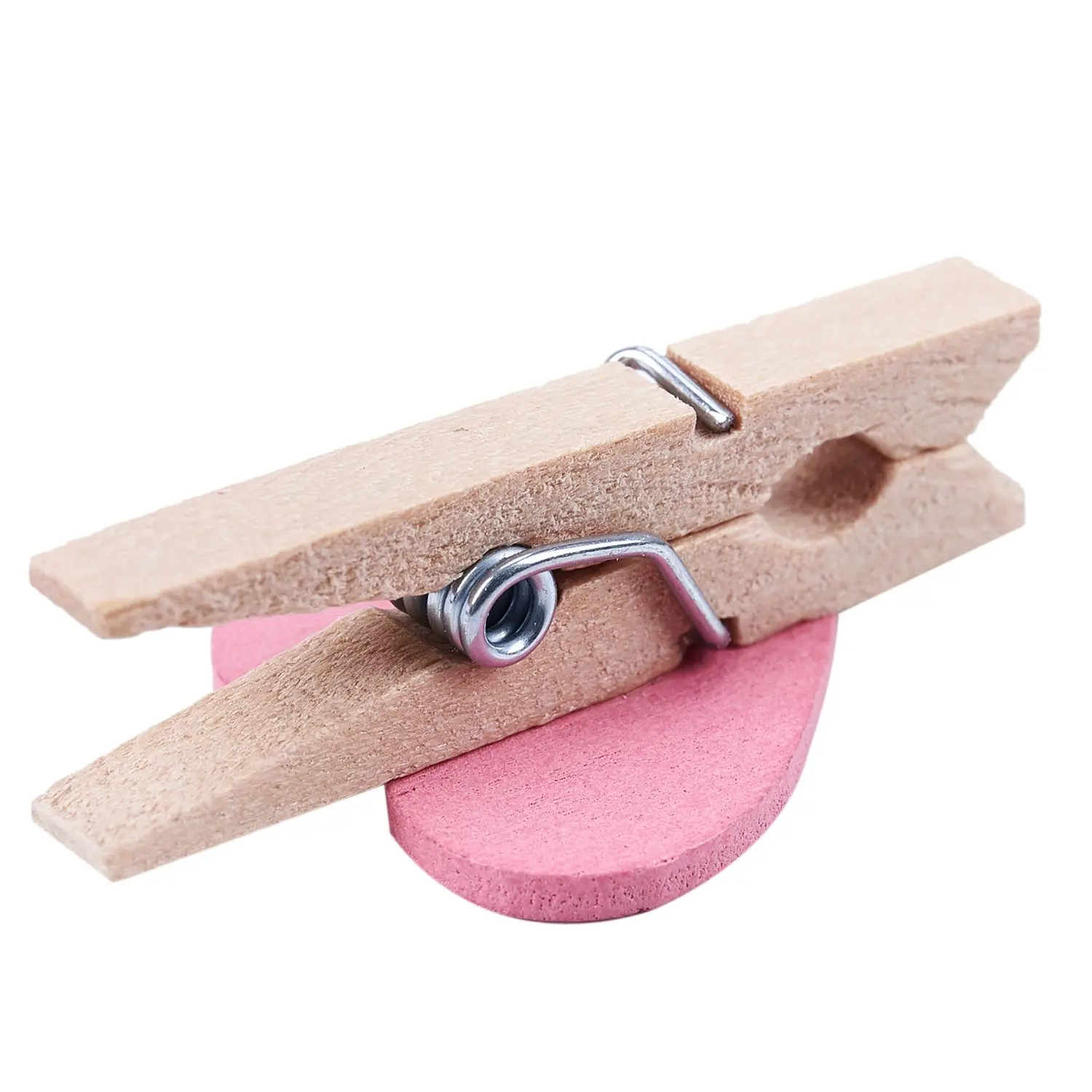 QWE-Mini Love Heart Shape Wooden Clips Message Photo Holder Album Card Paper Pegs Decor Photography - Pink 20 Pcs
