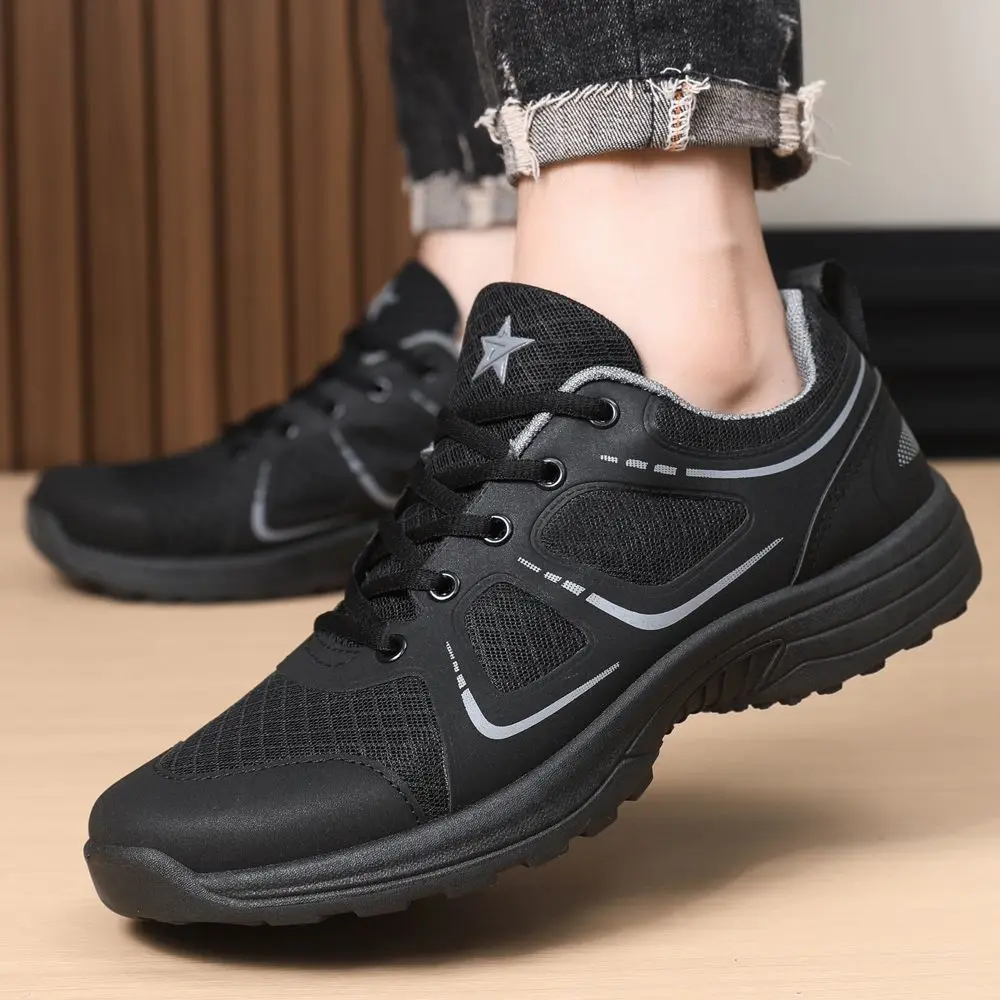 

Черный ​ Мужская спортивная обувь с дышащим сетчатым верхом, походная, треккинговая, летняя распродажа, тренд 202, корейские стильные мужские повседневные кроссовки