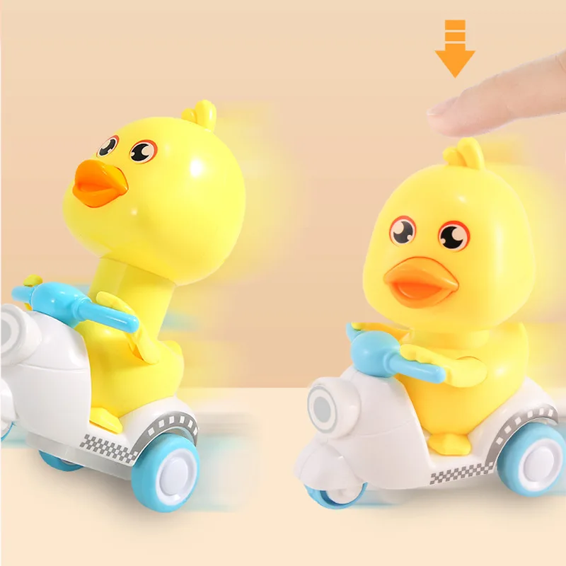 2023 Kawaii Push Back The Little Yellow Duck Toy Car Cartoon Inertia Cute Duck Motorcycle Children's Car Toy