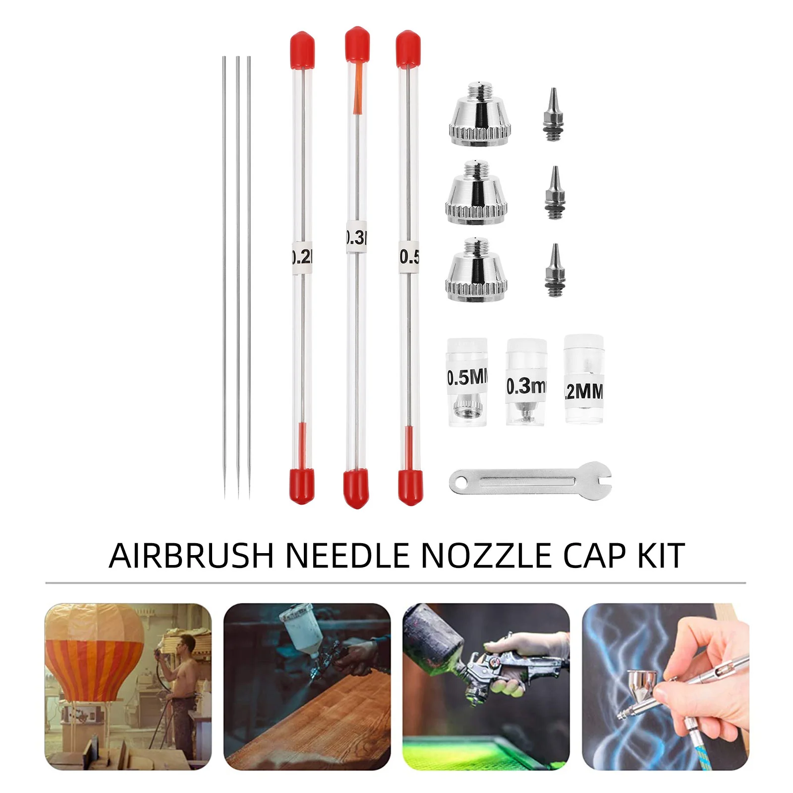 Spray Nozzle Accessories Airbrush Cleaning Supplies Needle Cap 13X01cm Alloy and