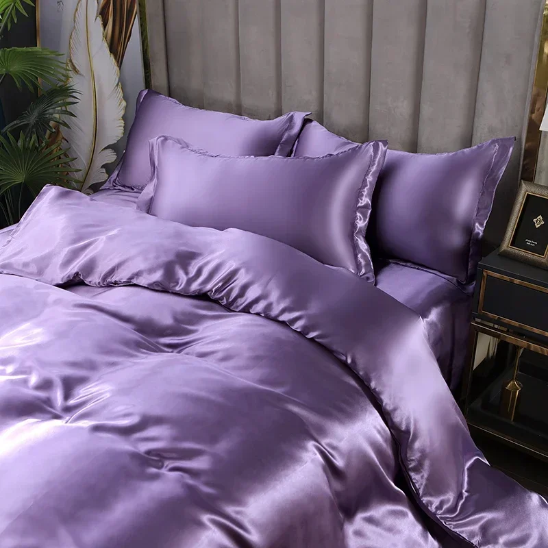 Luxury Satin Bedding Set Rayon Duvet Cover Set Single Double King Size Bedding Kit designer bedding set Bed Cover Bed Lines Set