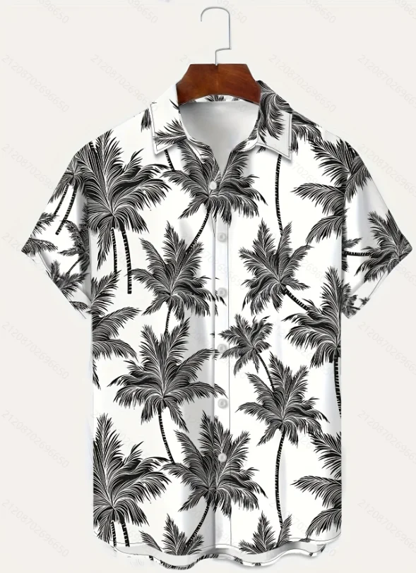 Summer New Men's Short sleeved Shirt Hawaiian Beach Style Coconut Tree and Numerous Styles S-5XL