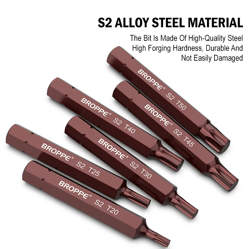 T20/25/30/40/45/50/55 10mm Shank Magnetic Hex Torx Screwdriver Bit S2 Steel Wind Cannon Electric Wrench Driver Tools