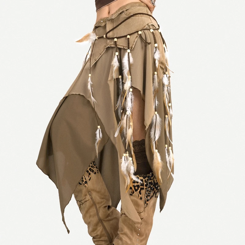 الرجعية تصميم نمط شبكة الربط المرأة الدنيم تنورة الخريف جديد الحلو بارد شخصية غير النظامية الشرير الساخن فتاة التنانير السيدات