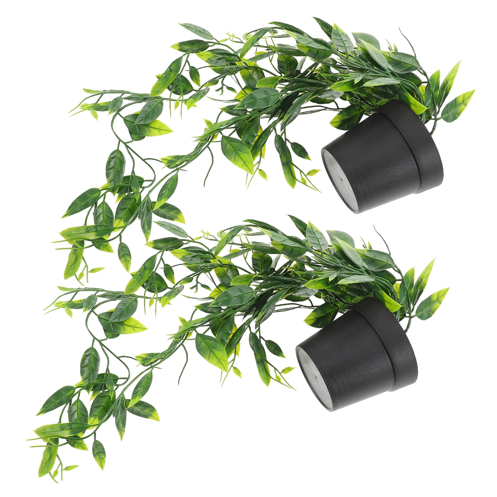 2pcs Artificial Hanging Plants PVC Home Decor Faux Potted Plants Indoor Outdoor Office Simulated Greenery Soft Fake